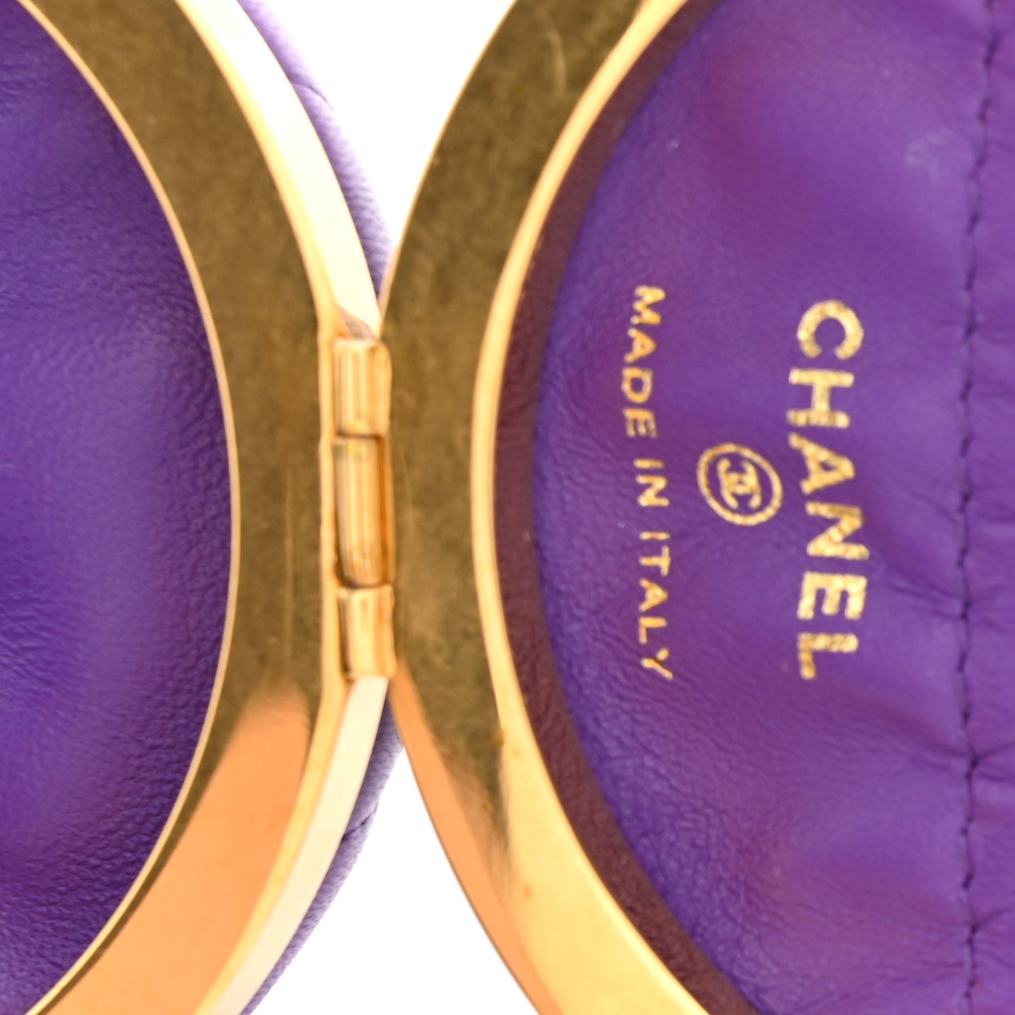 Lambskin CC Minaudiere Sphere Chain Clutch Purple
