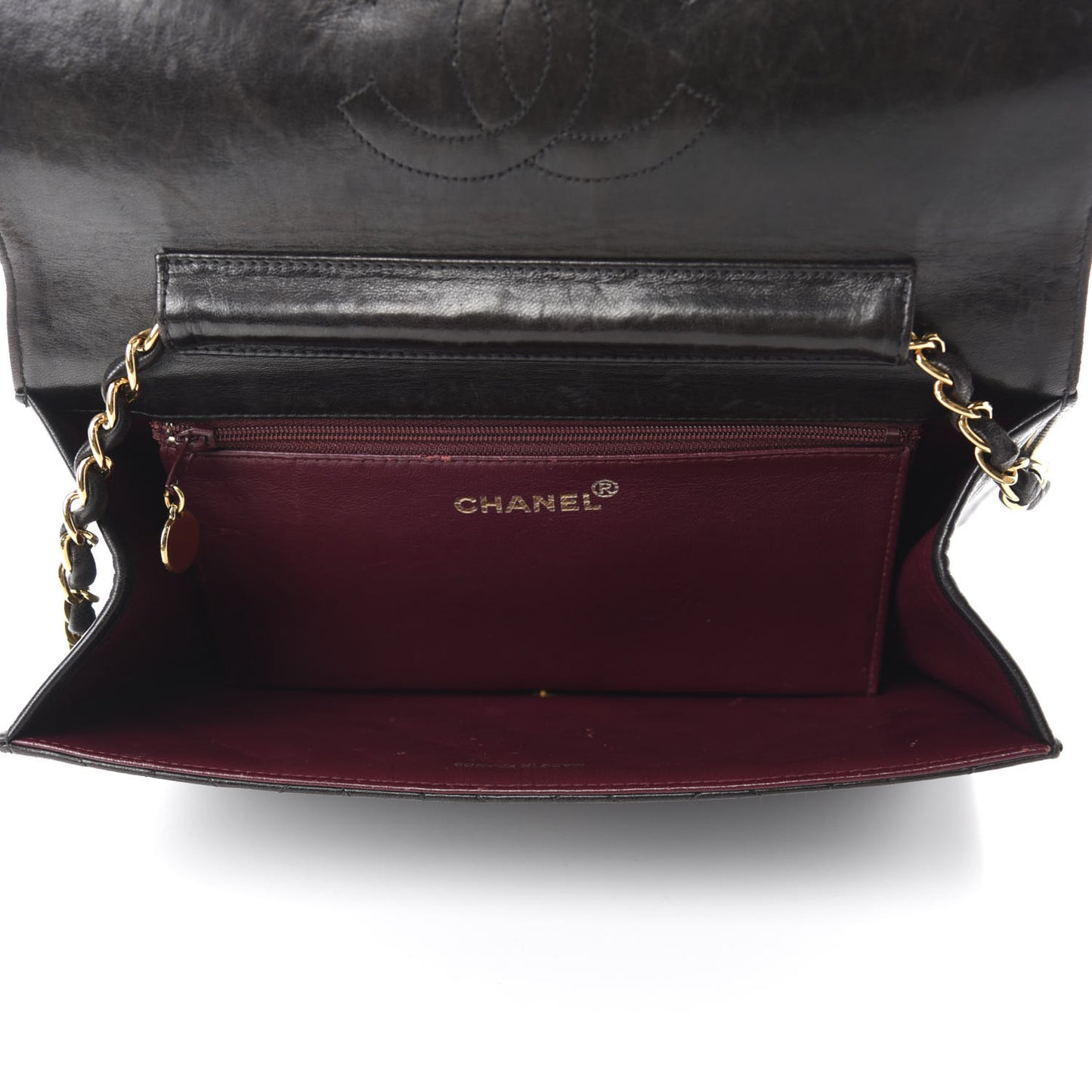 Lambskin Quilted Medium Single Flap Black