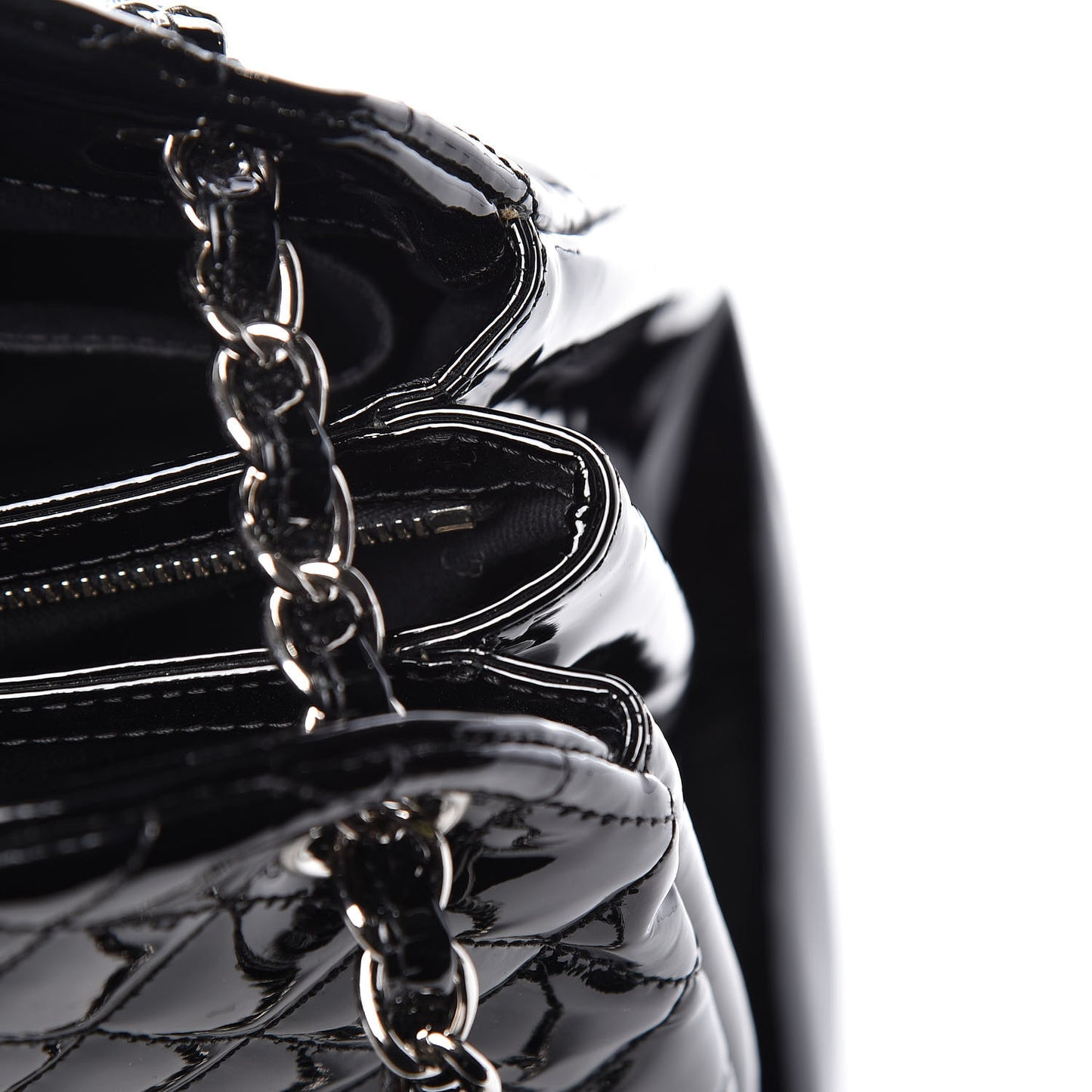 Patent Quilted Large Just Mademoiselle Bowling Bag Black