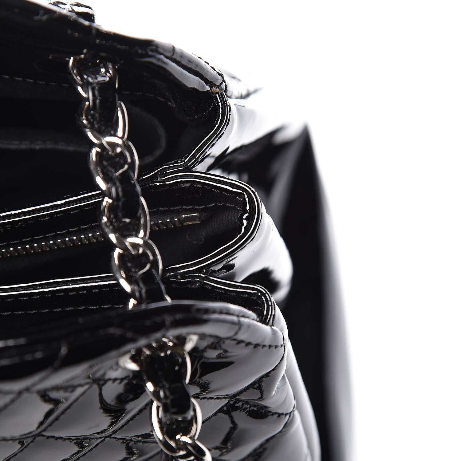 Chanel Patent Quilted Large Just Mademoiselle Bowling Bag Black 10 of 15