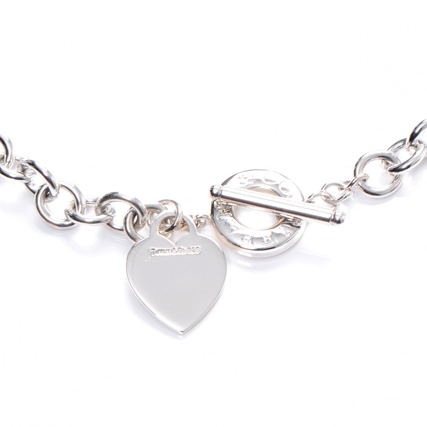 Sterling Silver Heart Tag Toggle Necklace