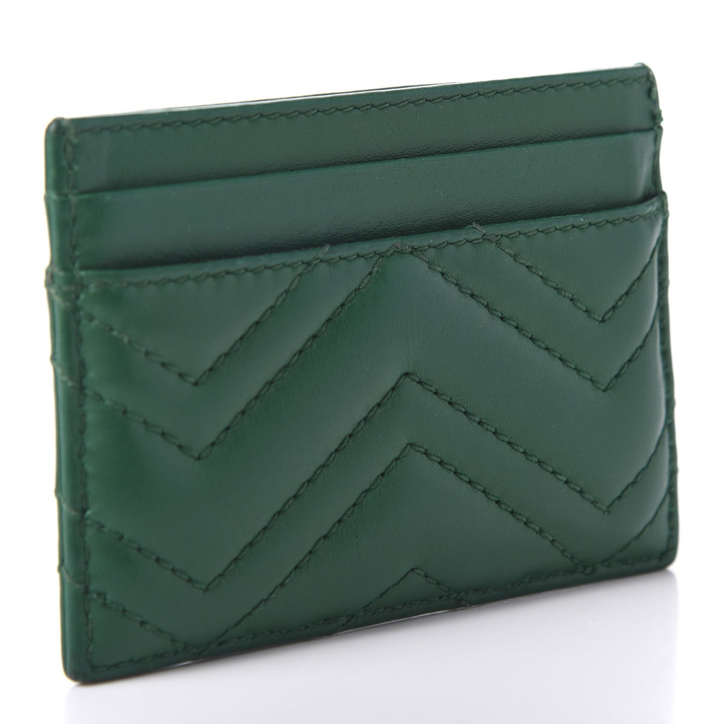 Calfskin Matelasse GG Marmont Card Holder Emerald Green