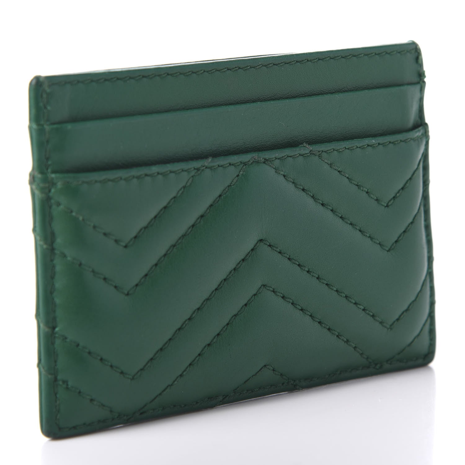 Gucci Calfskin Matelasse GG Marmont Card Holder Emerald Green 3 of 8