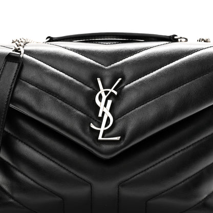 Saint Laurent Calfskin Y Quilted Monogram Small Loulou Chain Satchel Black 8 of 10