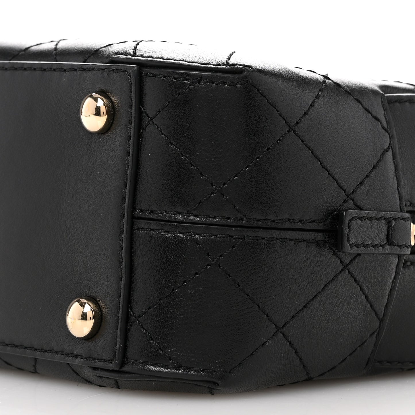 Calfskin Stitched Enamel CC Camera Case Bag Black