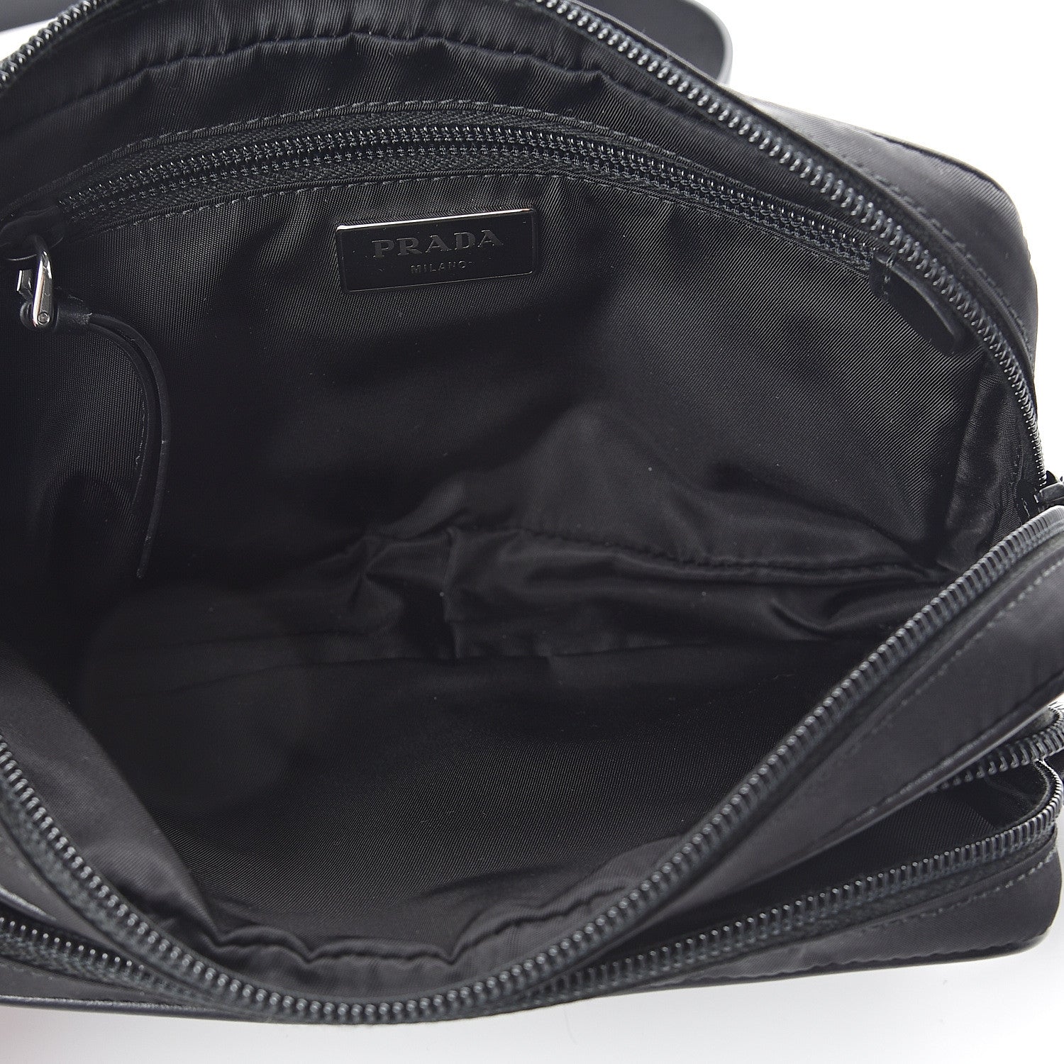 Prada Tessuto Nylon Calfskin Studded Belt Bag Black 4 of 8