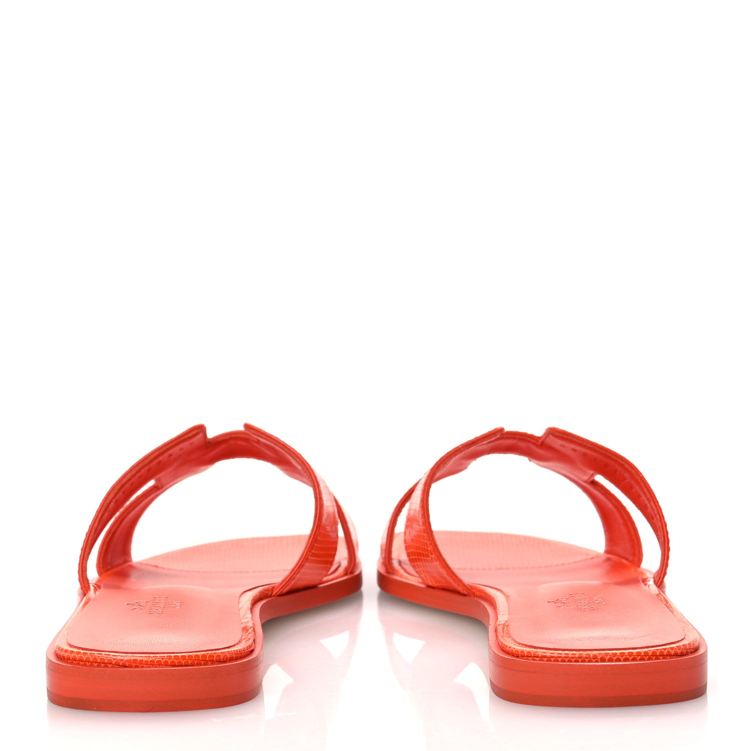 Hermes Lizard Oran Sandals 38.5 Orange Synthetique 6 of 11