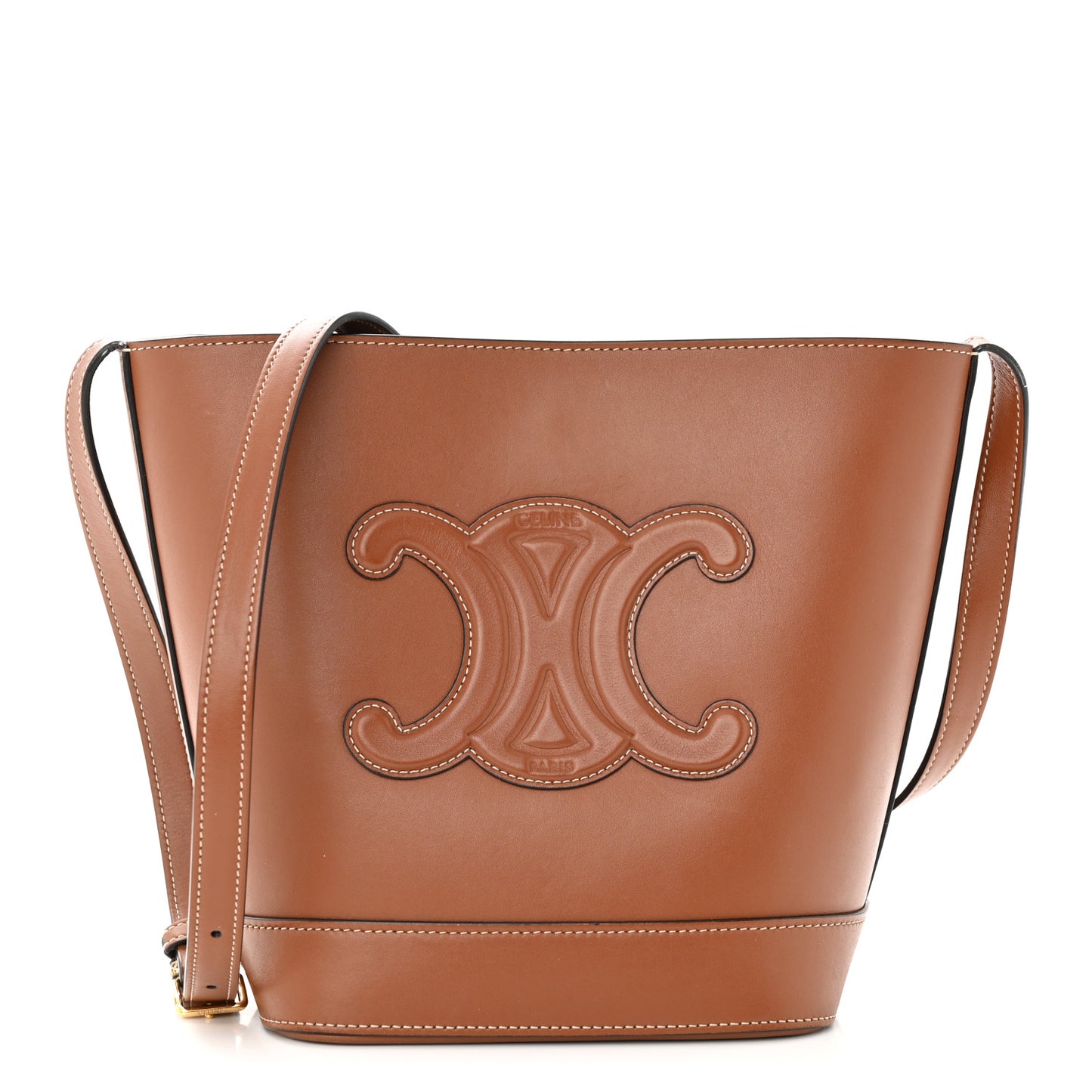 Smooth Calfskin Small Cuir Triomphe Bucket Bag Tan
