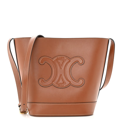 Celine Smooth Calfskin Small Cuir Triomphe Bucket Bag Tan 1 of 13