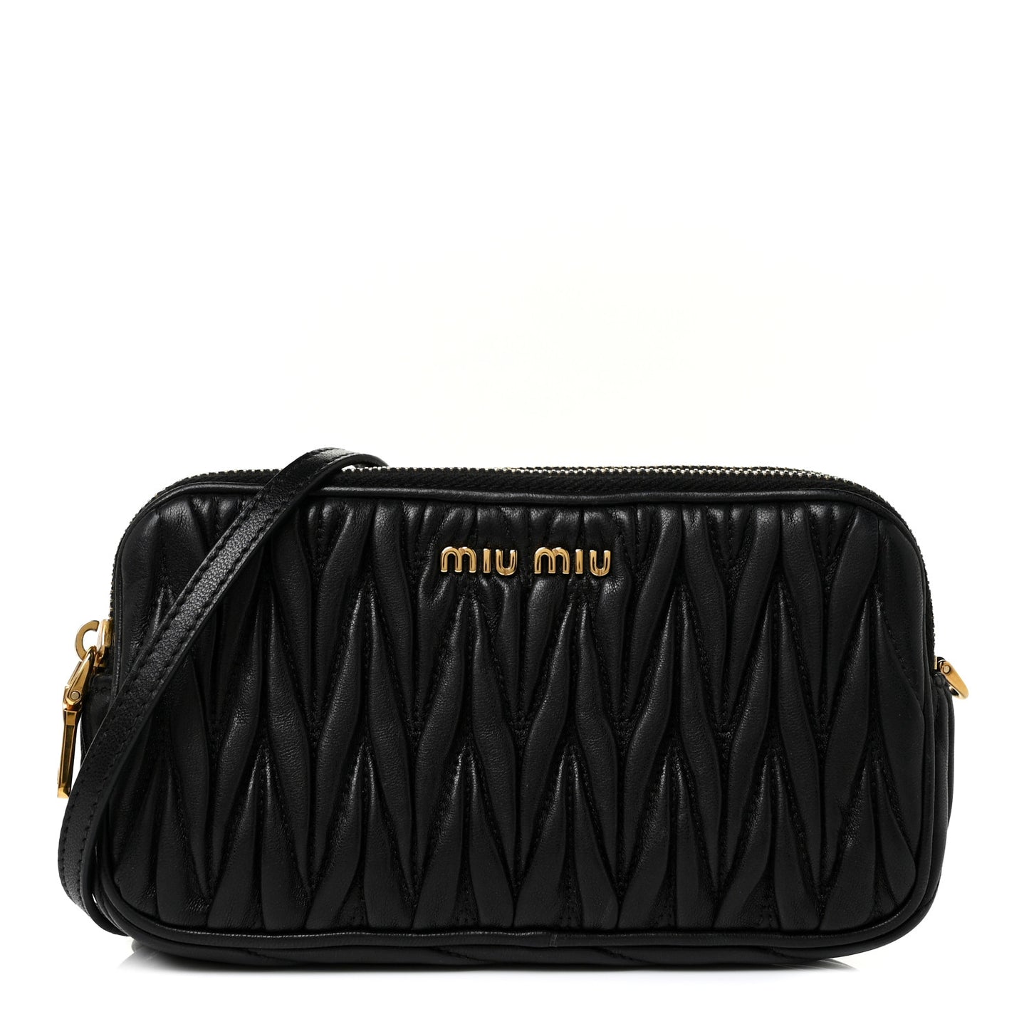 Nappa Matelasse Double Zip Pochette Clutch Black