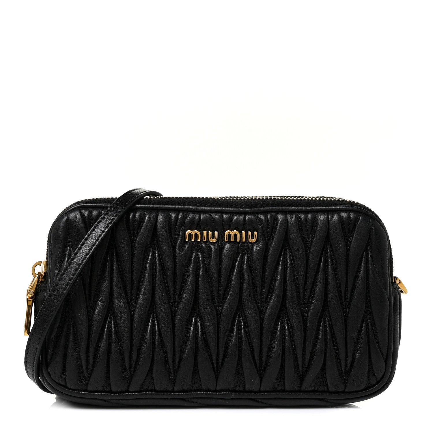 Miu Miu Nappa Matelasse Double Zip Pochette Clutch Black 1 of 10