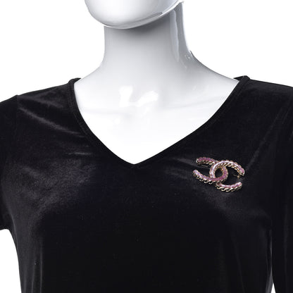 Chanel Iridescent Crystal CC Brooch Purple Gold 2 of 4