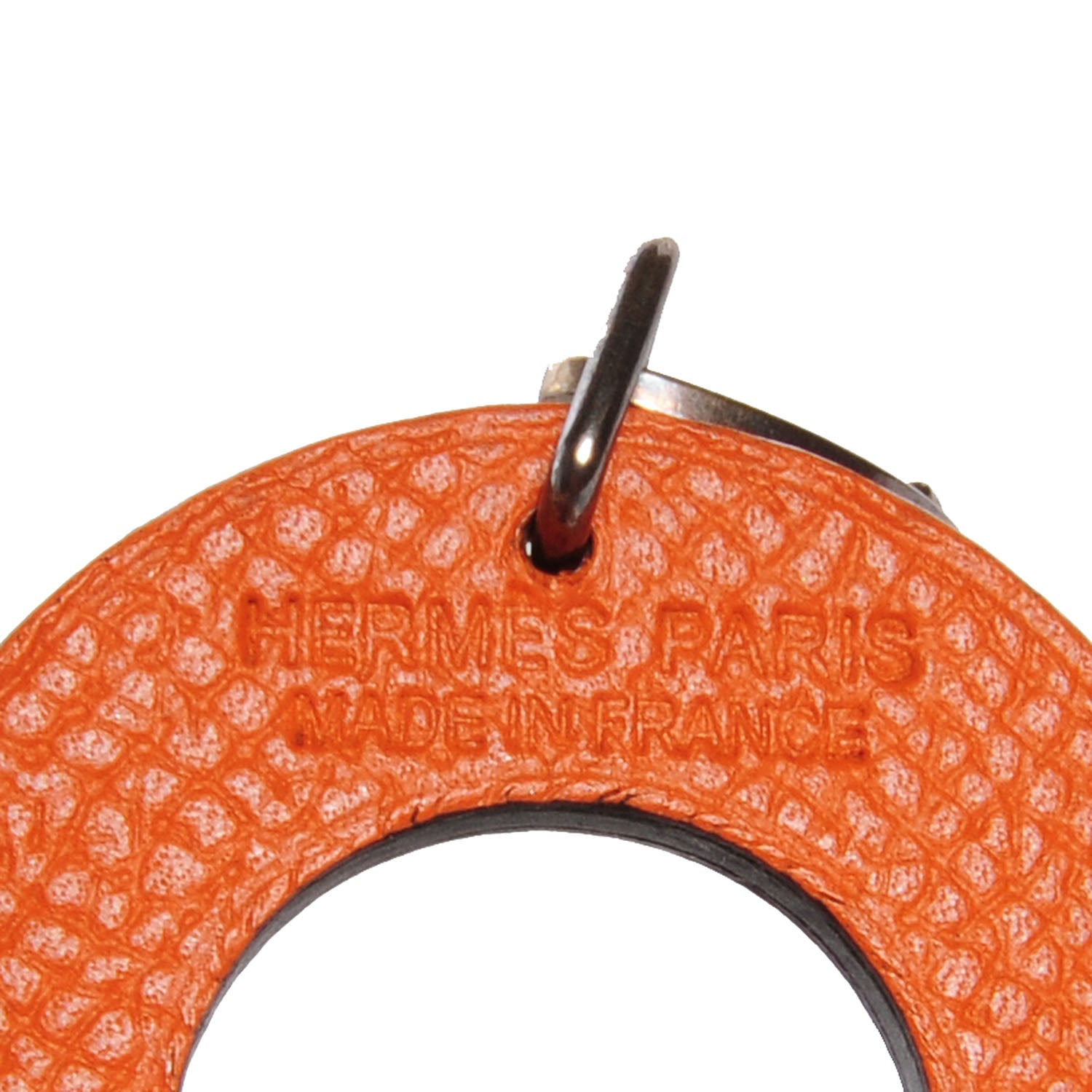 Hermes Epsom Lucky Horseshoe Key Ring Graphite and Orange 3 of 4