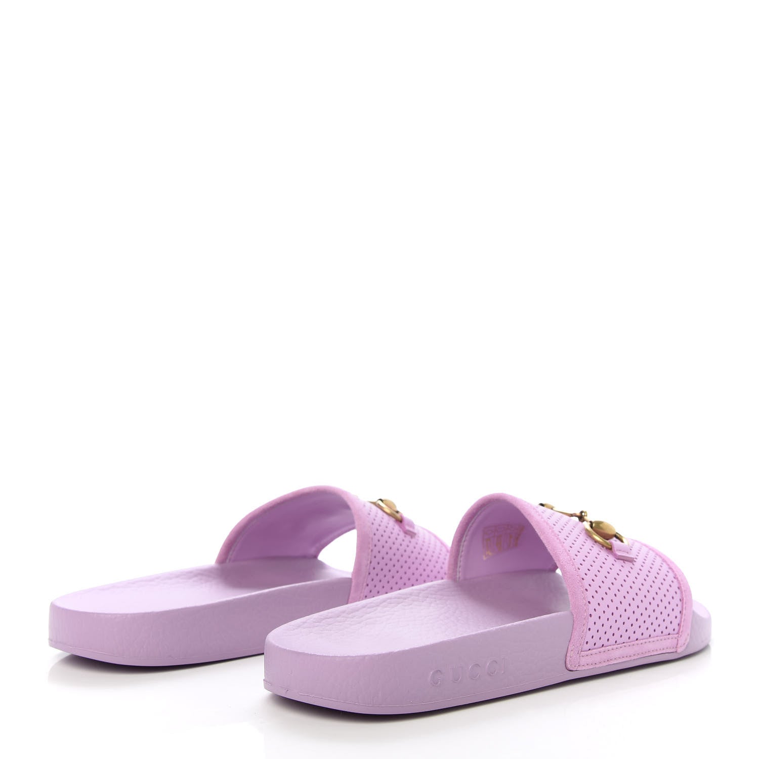 Gucci Suede Perforated Horsebit Slide Sandals 39 Malva 4 of 8