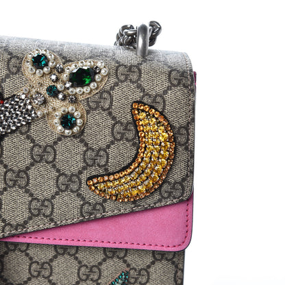 Gucci GG Supreme Monogram Suede Pierced Heart Embroidered Medium Dionysus Shoulder Bag Beige Ebony Pink Tropical Flower 18 of 18