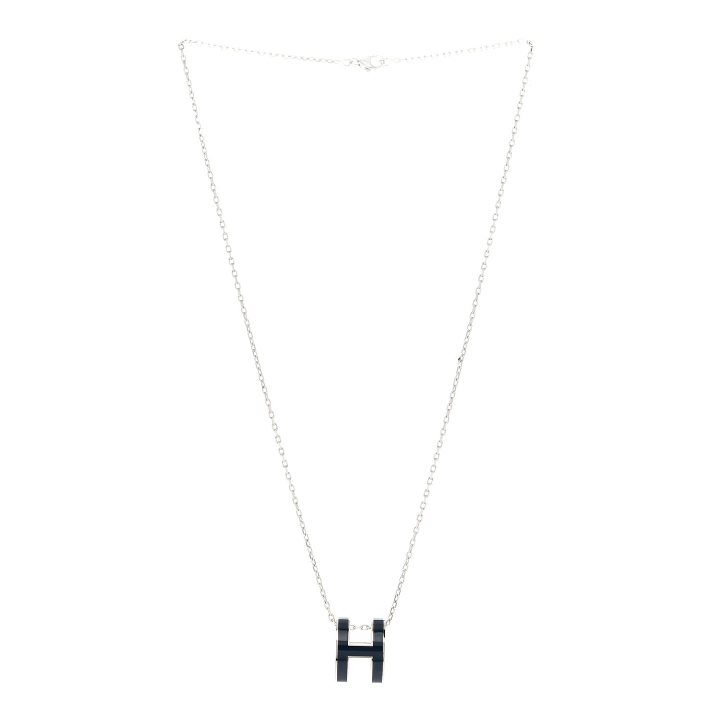 Lacquered Palladium Pop H Pendant Necklace Bleu Abysse