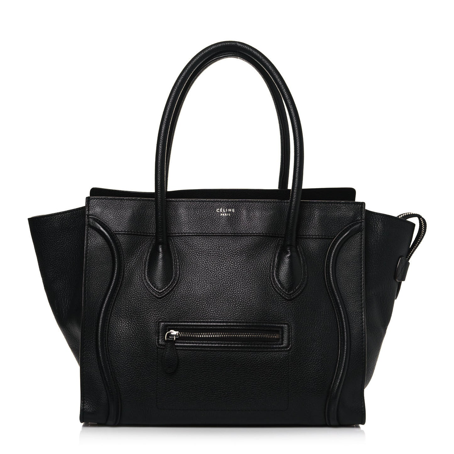 Drummed Calfskin Shoulder Luggage Black