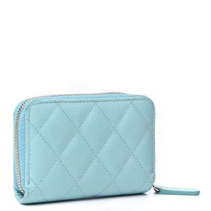Chanel Caviar Quilted Zip Coin Purse Light Blue 2 of 9