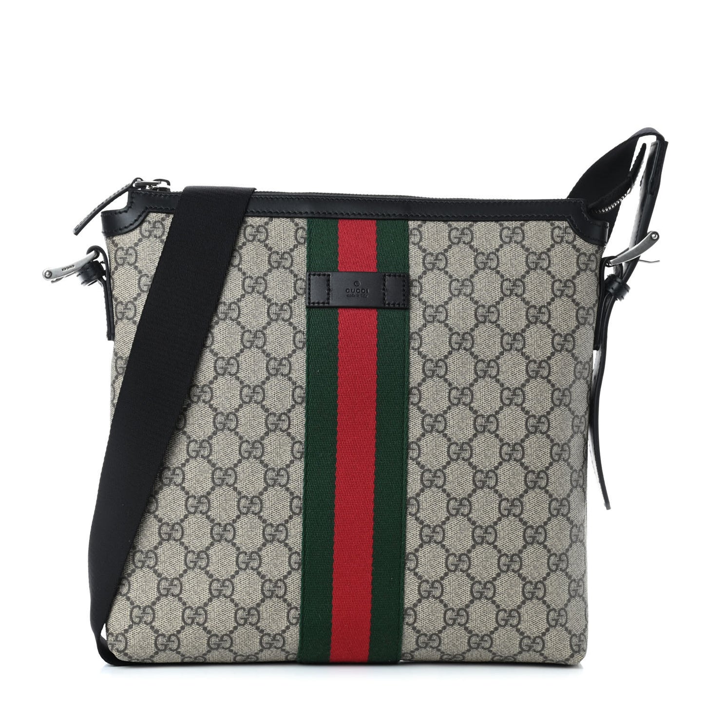 GG Supreme Monogram Web Messenger Bag Black