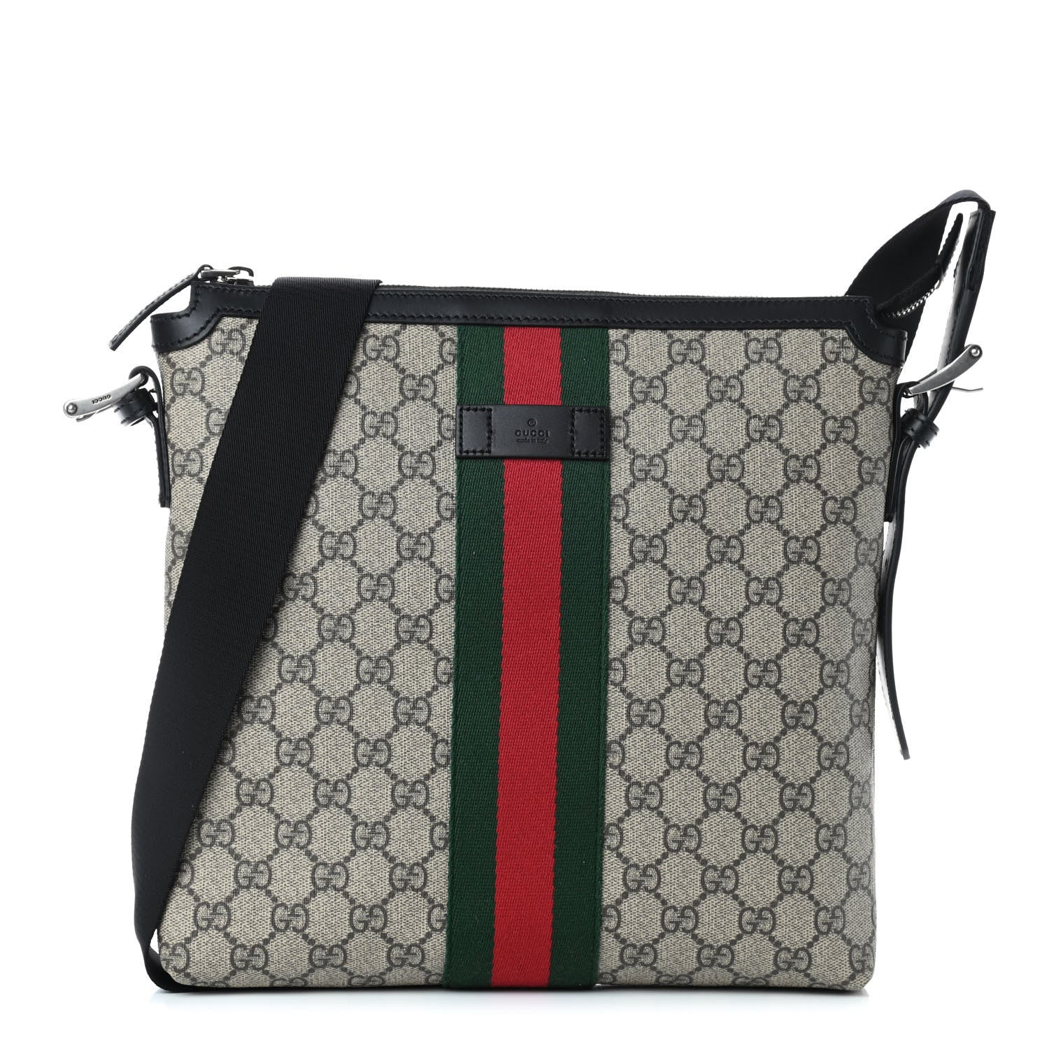 Gucci GG Supreme Monogram Web Messenger Bag Black 1 of 9