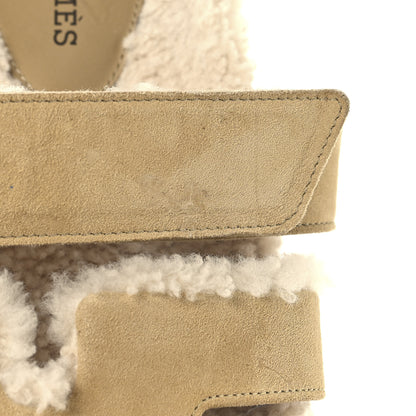 Hermes Suede Goatskin Woolskin Womens Chypre Sandals 36 Beige Albatre Ecru 9 of 9