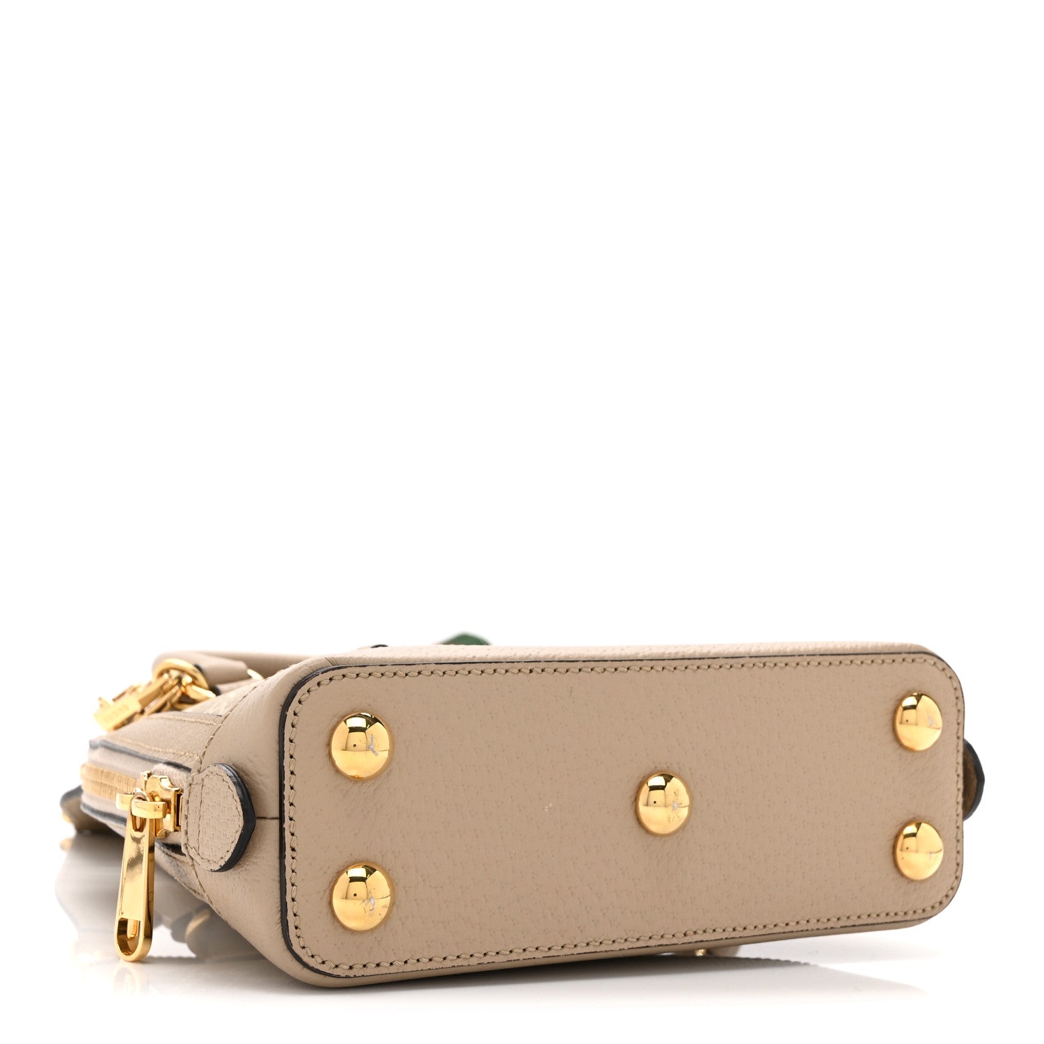 Gucci GG Supreme Monogram Textured Dollar Calfskin Mini Horsebit 1955 Top Handle Bag Beige Mystic White Oatmeal 4 of 10