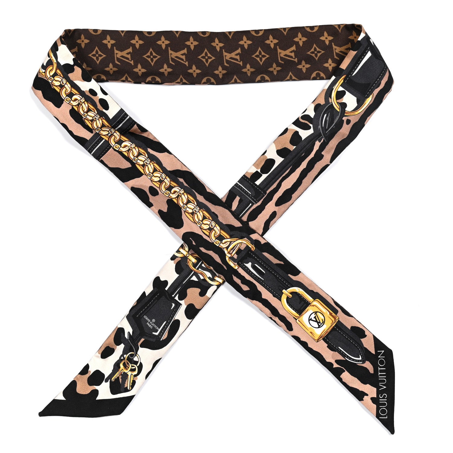 Louis Vuitton Silk Monogram Leorgam BB Bandeau Brown 1 of 4