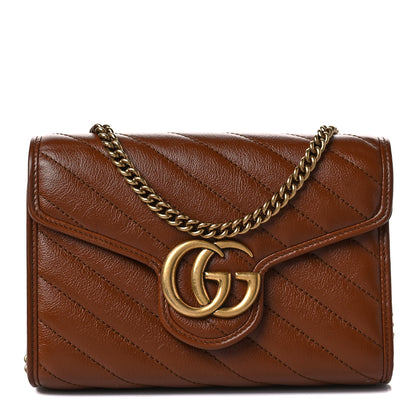 Gucci Azalea Calfskin Matelasse Diagonal GG Marmont Chain Wallet Cuir 1 of 6