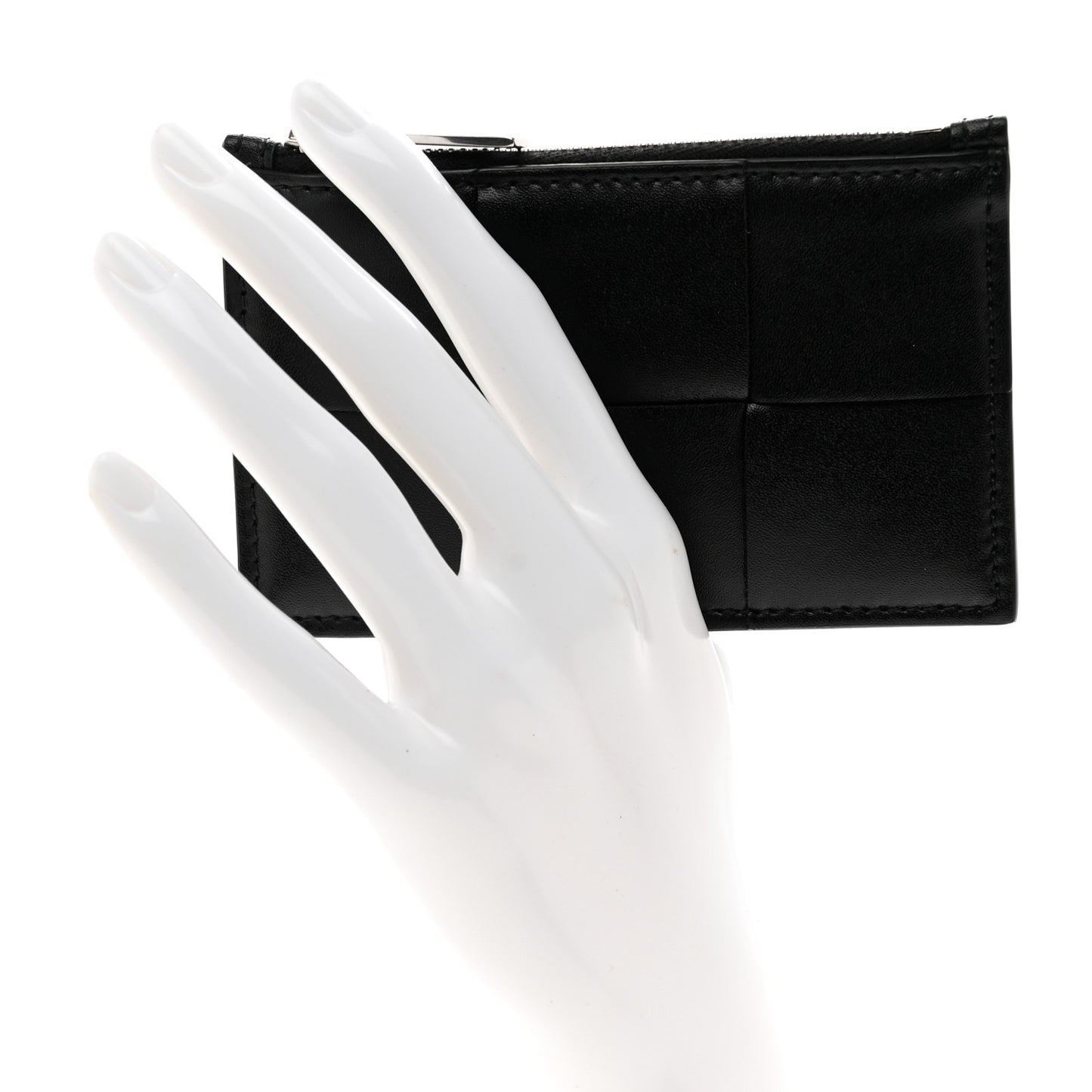 Nappa Maxi Intrecciato Zipped Card Case Black