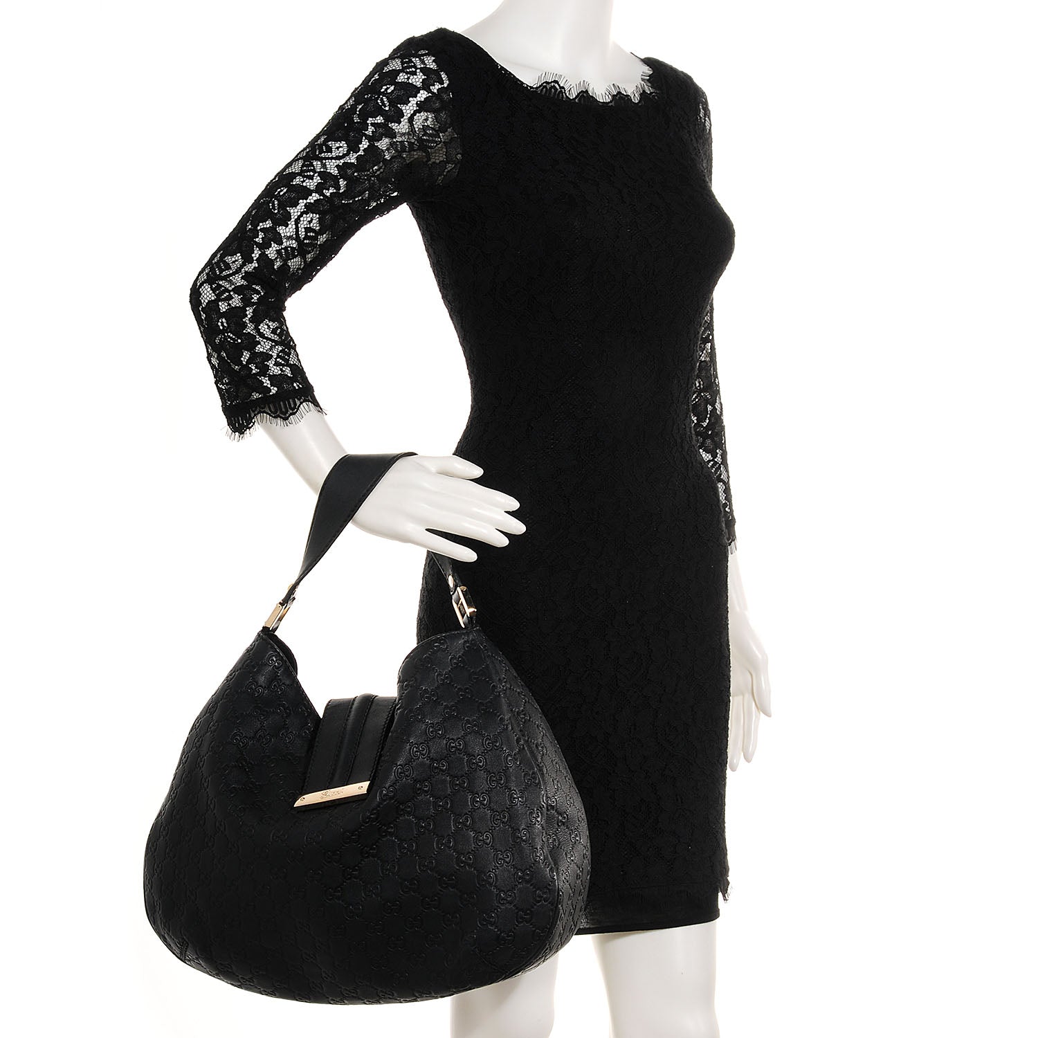 Gucci Guccissima New Ladies Web Large Hobo Black 2 of 7