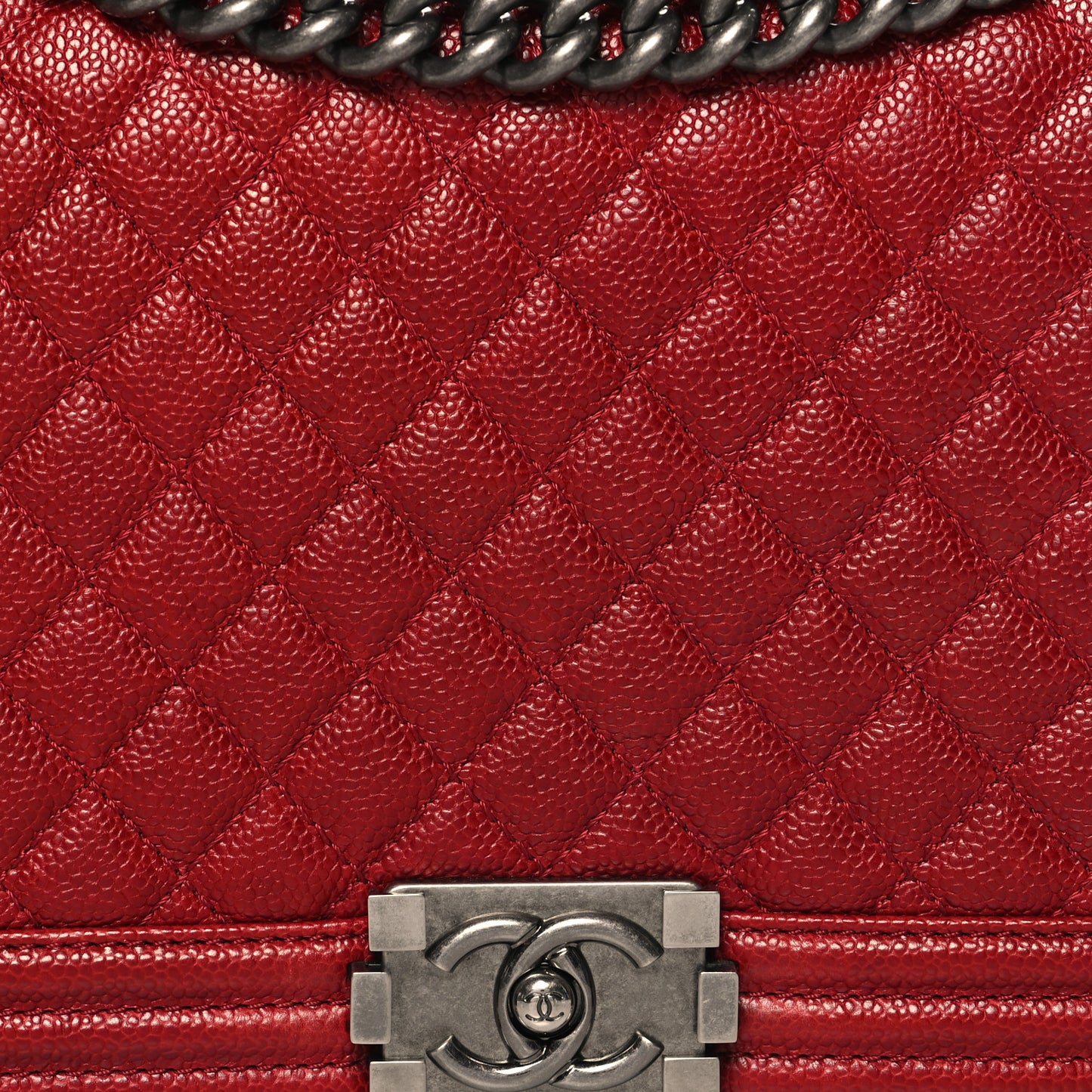Caviar Quilted New Medium Boy Flap Dark Red