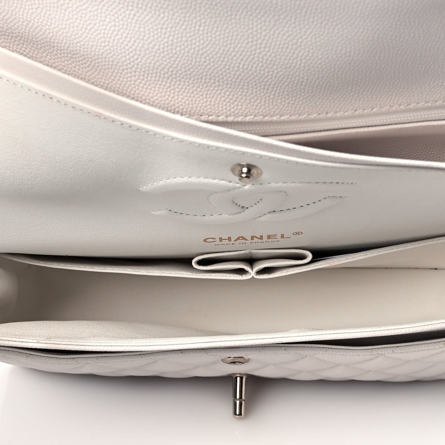 Chanel Caviar Quilted Medium Double Flap White 5 of 12