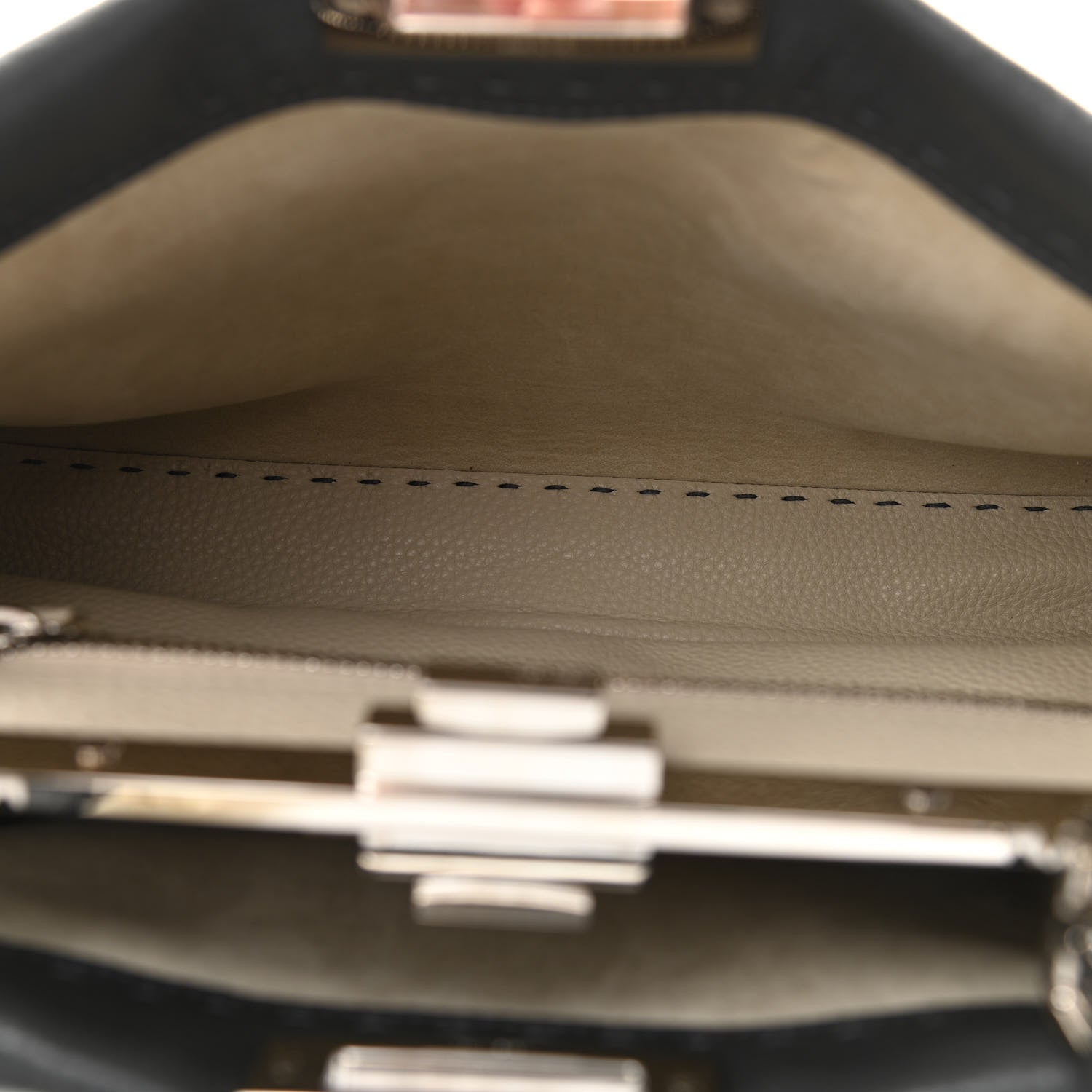 Fendi Cuoio Romano Selleria Bi-Color Medium Peekaboo Iconic Satchel Asfalto Latte 5 of 9