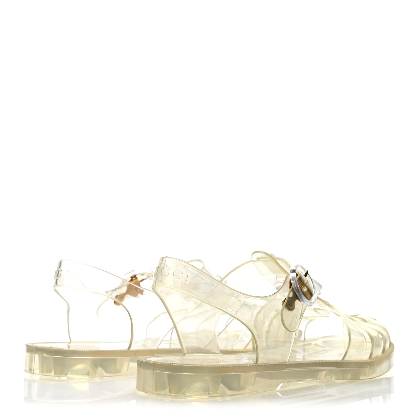 Shiny Rubber Double G Buckle Strap Sandals 41 Transparent