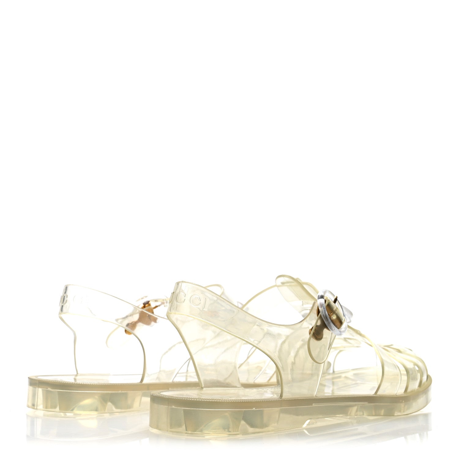 Gucci Shiny Rubber Double G Buckle Strap Sandals 41 Transparent 5 of 7