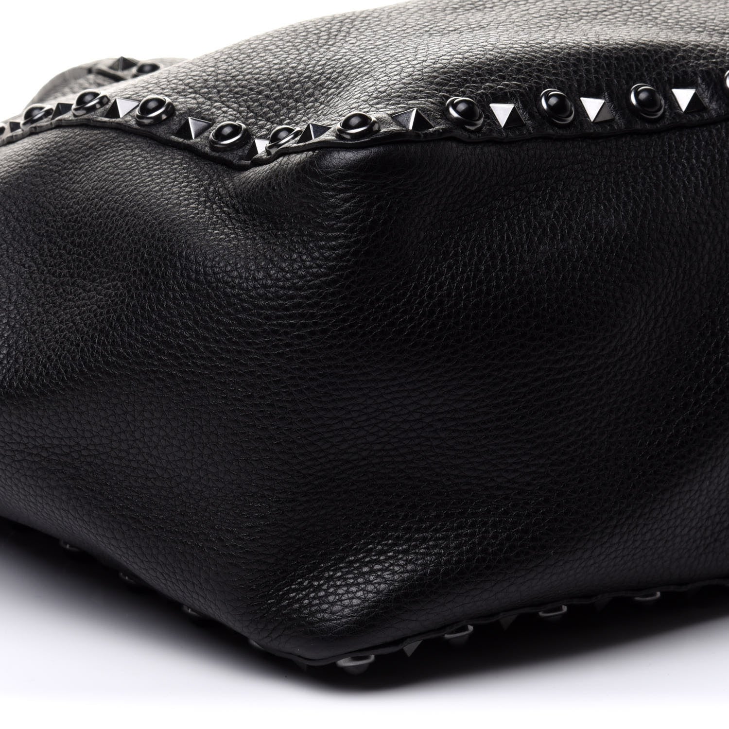 Valentino Garavani Grained Calfskin Medium Rolling Rockstud Reversible Tote Black 6 of 9