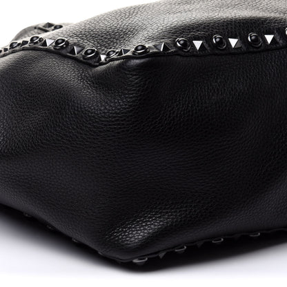 Valentino Garavani Grained Calfskin Medium Rolling Rockstud Reversible Tote Black 6 of 9