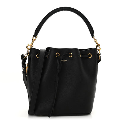 Saint Laurent Grained Calfskin Medium Emmanuelle Bucket Bag Black 1 of 15