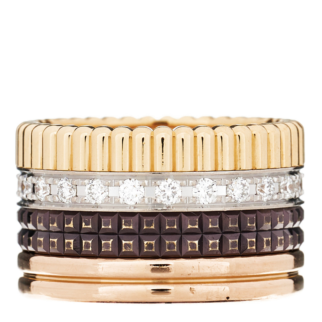 18K Pink Yellow White Gold Diamond PVD Large Quatre Classique Ring 49 4.75