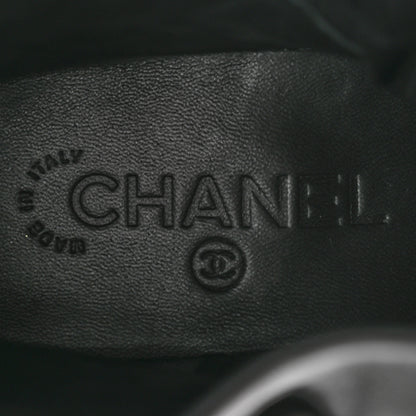 Chanel Suede Quilted CC Lace Up Combat Boots 38.5 Black 7 of 8
