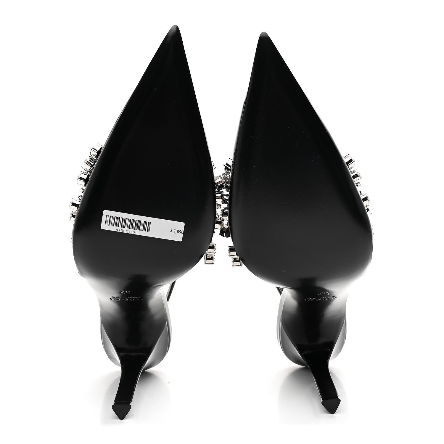 Gucci Vernice Crystal Embellished Guinevere Slingback Pumps 37 Black 6 of 10