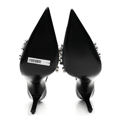 Gucci Vernice Crystal Embellished Guinevere Slingback Pumps 37 Black 6 of 10