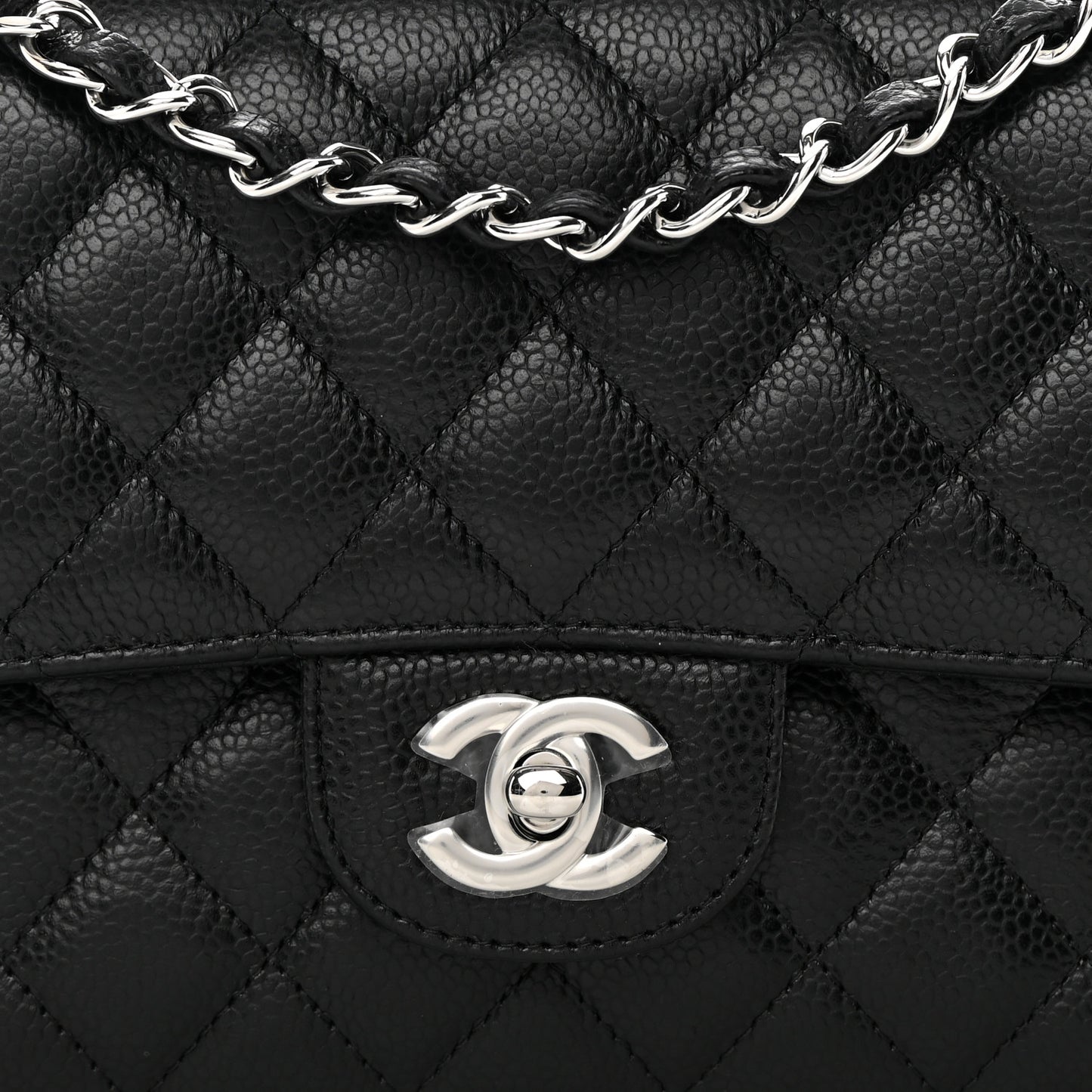 Caviar Quilted Medium Double Flap Black