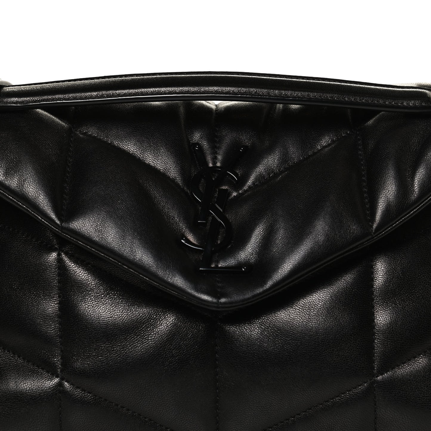Lambskin Quilted Small Loulou Puffer Monogram Chain Satchel Black