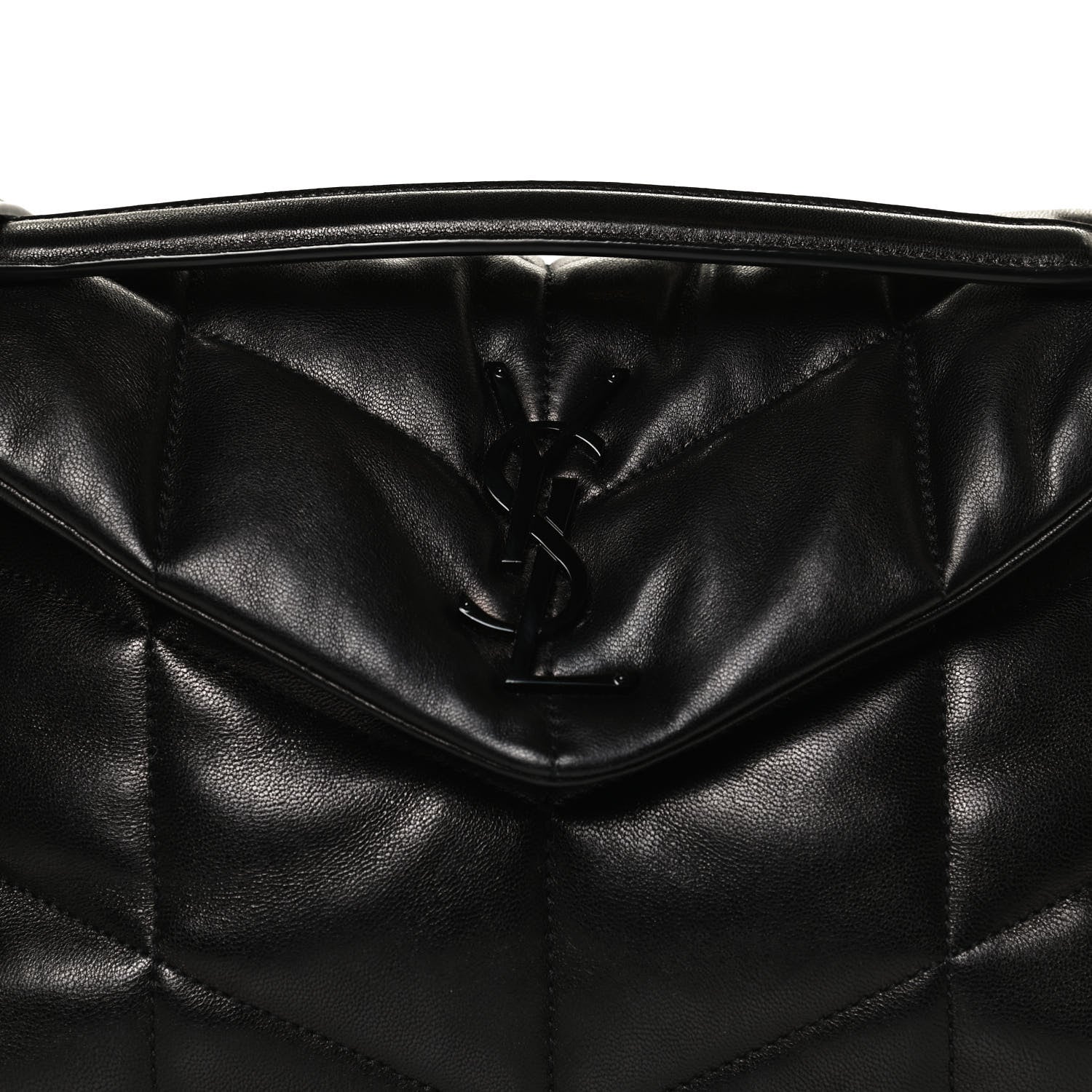 Saint Laurent Lambskin Quilted Small Loulou Puffer Monogram Chain Satchel Black 7 of 9