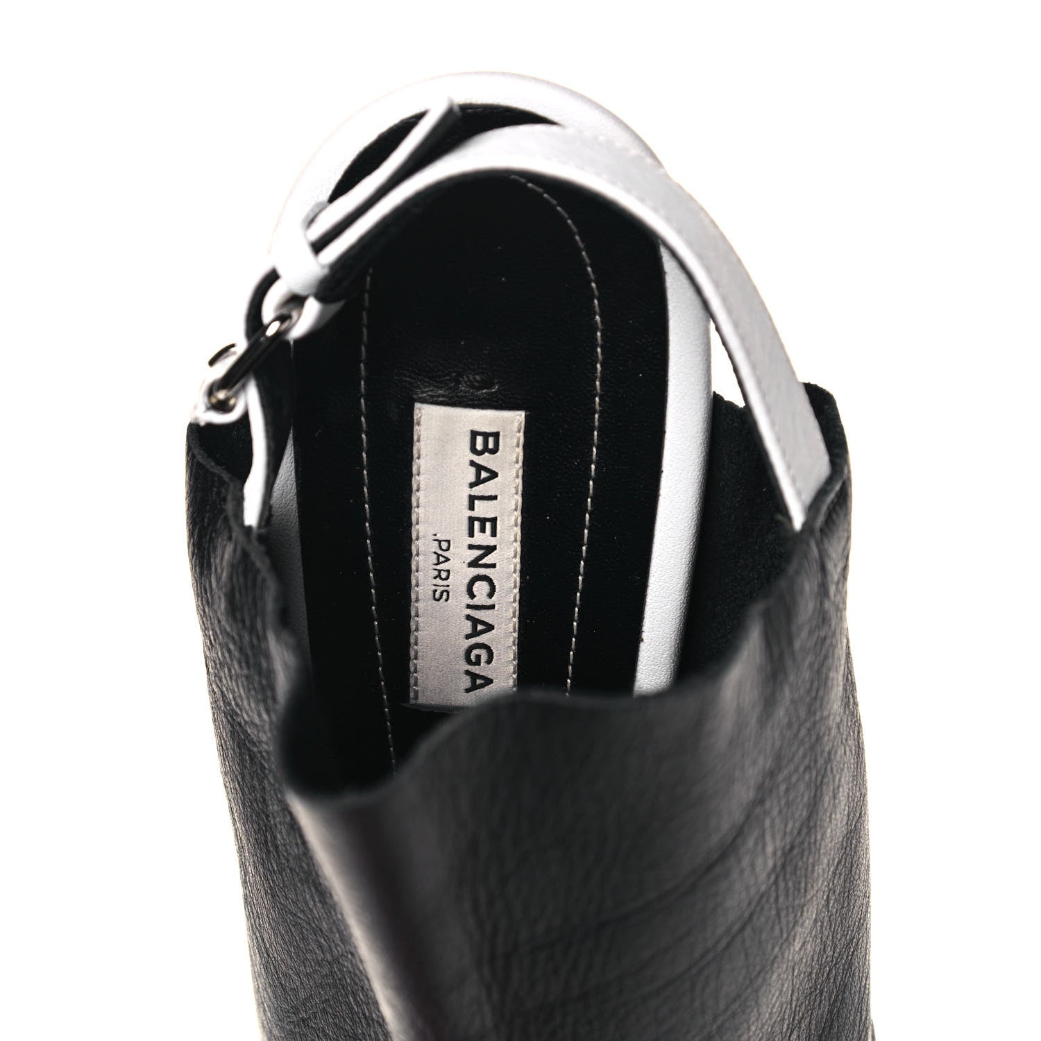 Balenciaga Veau Papier Wedge Sandals 41 Black White 7 of 11