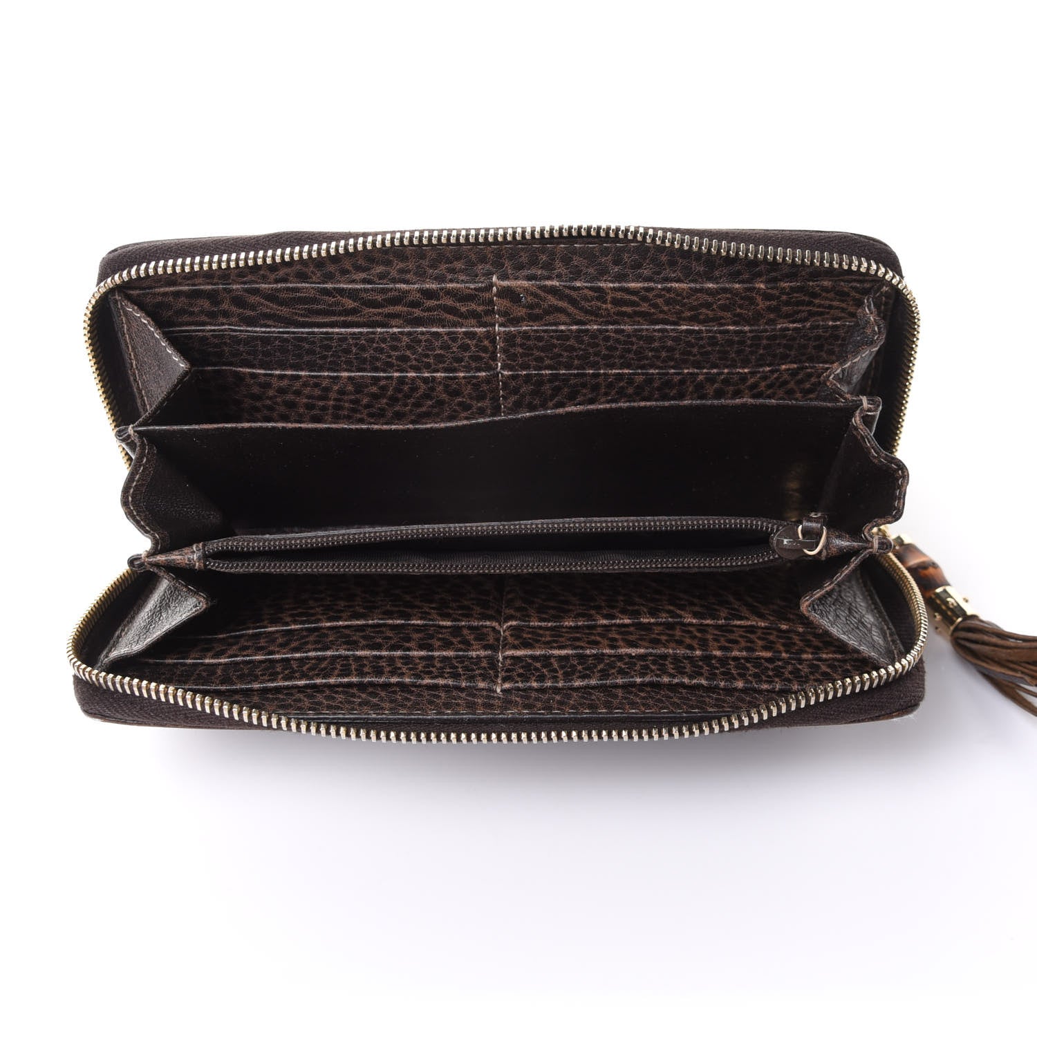 Gucci Guccissima Bamboo Tassel Zip Around Wallet Brown 5 of 6