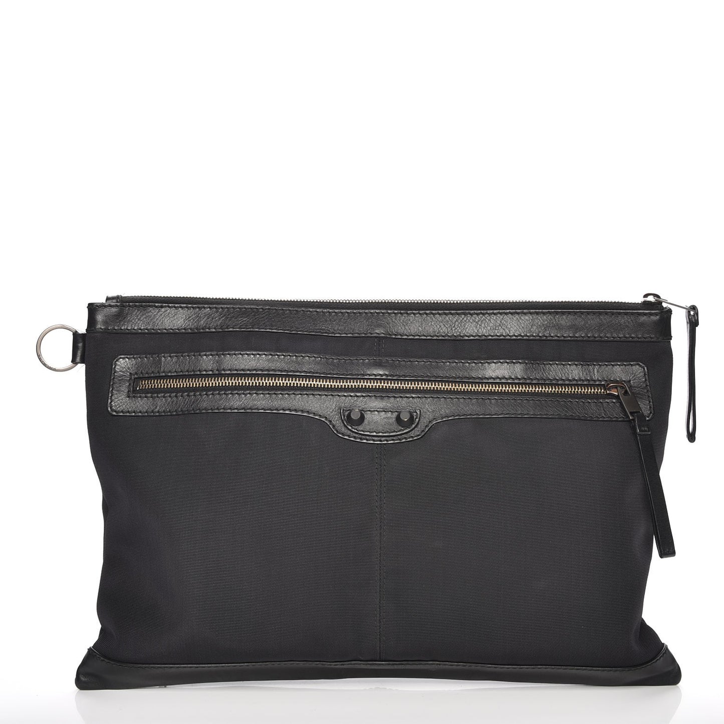 Nylon Calfskin Classic Hardware Clip Clutch Black