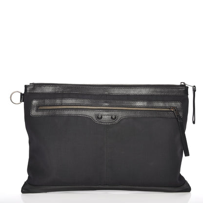 Balenciaga Nylon Calfskin Classic Hardware Clip Clutch Black 1 of 7