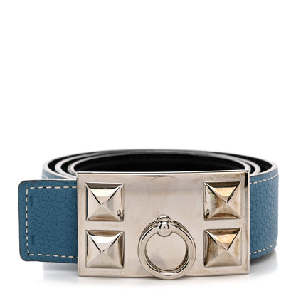 Hermes Box Togo Collier De Chien CDC Belt 95 38 Blue Jean 1 of 8
